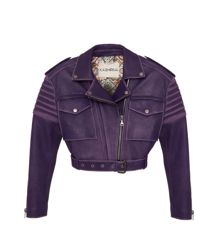 ROYAL PURPLE LEATHER BIKER JACKET