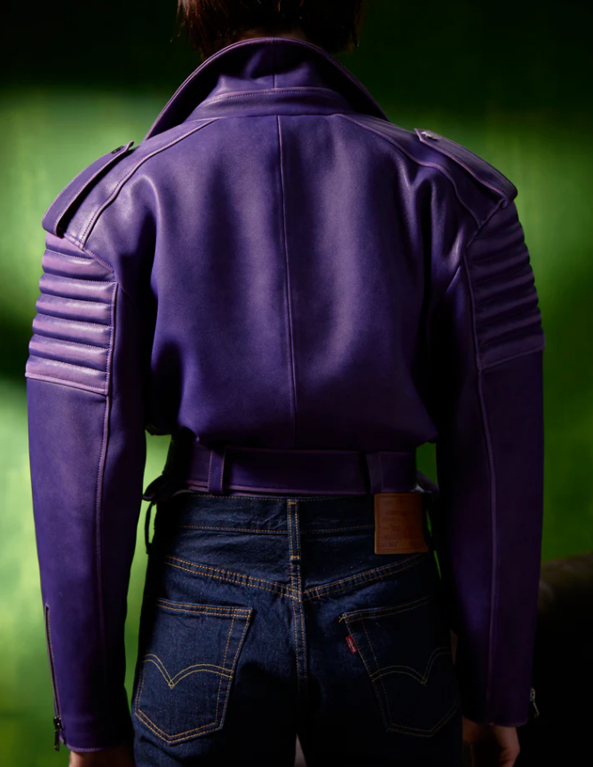 ROYAL PURPLE LEATHER BIKER JACKET